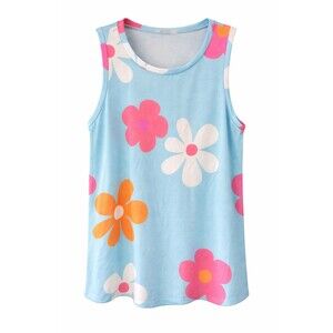 Bombom Floral Tank Top NWOT Blue Pink Sleeveless Summer Boutique